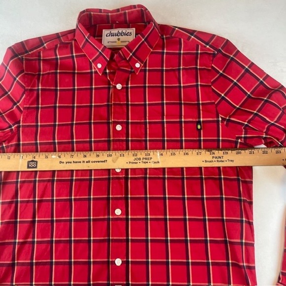 Chubbies‎ Men's Plaid Button Down Shirt Long Sleeve Red Casual Medium - Picture 4 of 10